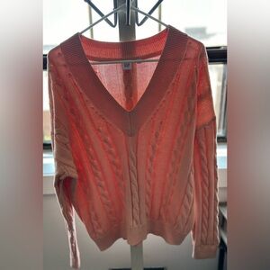 NWOT women’s Gap Factory peach v-neck cable sweater size large